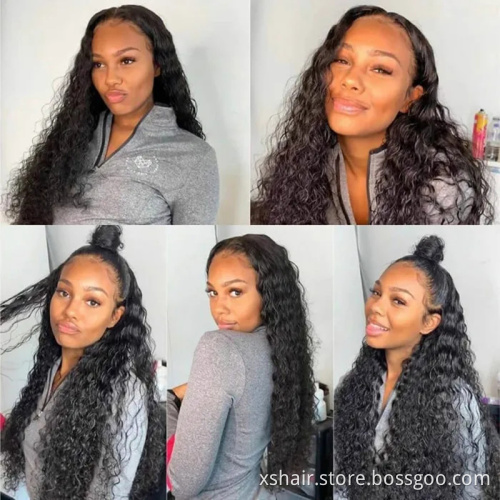 Brand New Kinky Hair Human Short And Natural Full Highlight High Ponytail Color Pre Plucked Water 360 Curly Lace Front Wig